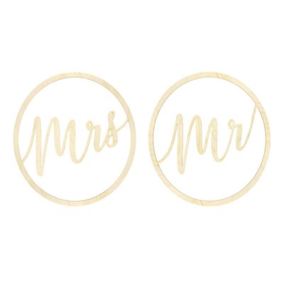 Ξύλινα κρεμαστά διακοσμητικά Mr & Mrs 2 τεμ