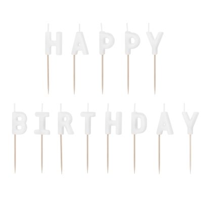 Λευκά Κεράκια Happy Birthday 13 τμχ