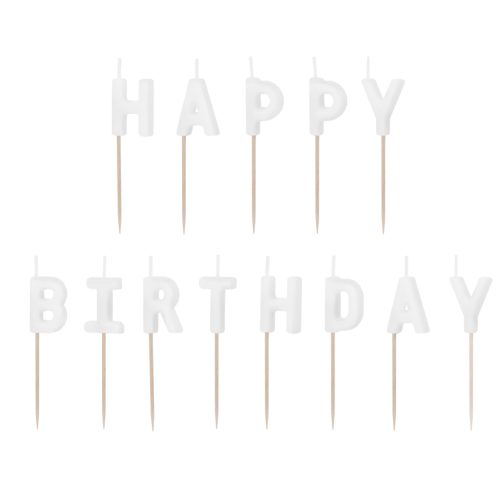 Λευκά Κεράκια Happy Birthday 13 τμχ
