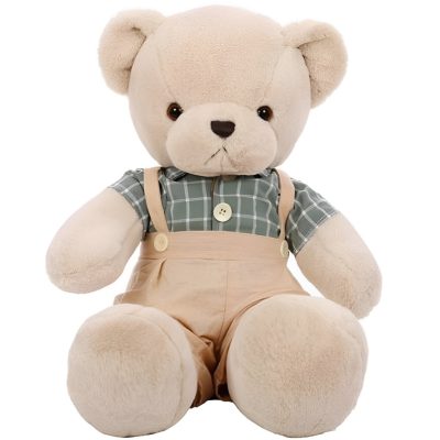Λούτρινο Αρκουδάκι με καρό πουκάμισο 40cm