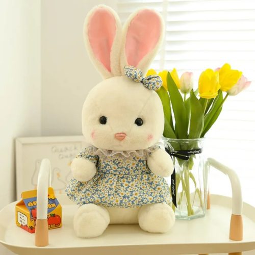 Λούτρινο Λαγουδάκι με λουλουδάτο φόρεμα