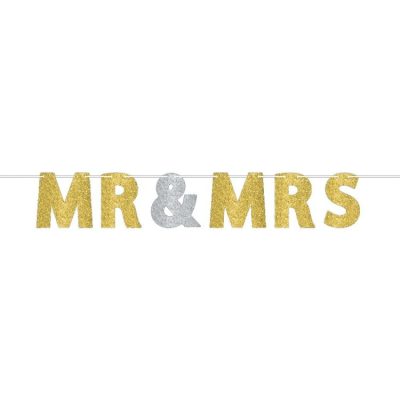 Μπάνερ γάμου Mr & Mrs με γκλίτερ 365cm