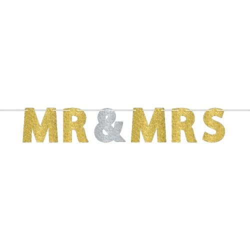 Μπάνερ γάμου Mr & Mrs με γκλίτερ 365cm