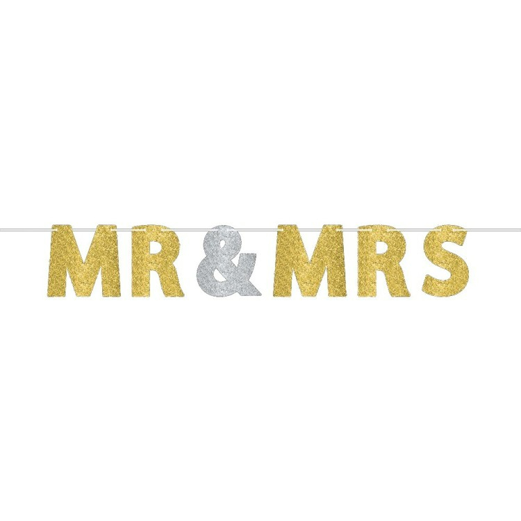 Μπάνερ γάμου Mr & Mrs με γκλίτερ 365cm