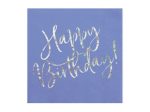 Μπλε Χαρτοπετσέτες με ιριδίζον Happy Birthday 20 τεμ