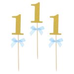 Οδοντογλυφίδες πάρτυ 1st Birthday γαλάζιο 10 τεμ