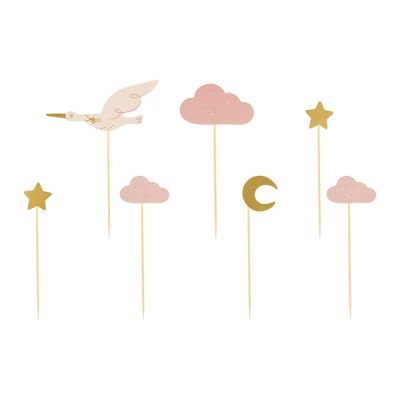 Οδοντογλυφίδες πάρτυ ροζ Πελαργός 7 τεμ