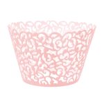 Περιτύλιγμα για cupcakes με ροζ διάτρητο σχέδιο 10 τεμ