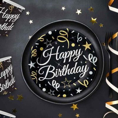 Πιάτα γλυκού Birthday κομφετί 6 τεμ