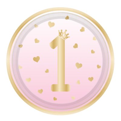 Πιάτα φαγητού 1st Birthday ροζ 8 τεμ