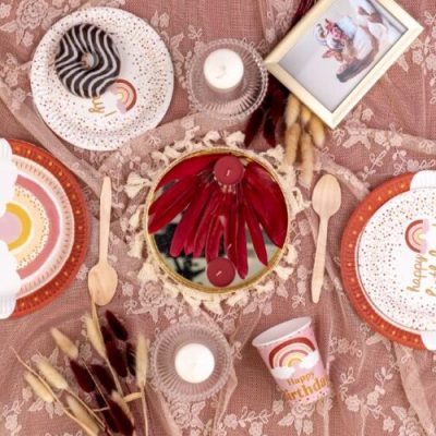 Πιάτα φαγητού Boho Ουράνιο Τόξο 8 τεμ