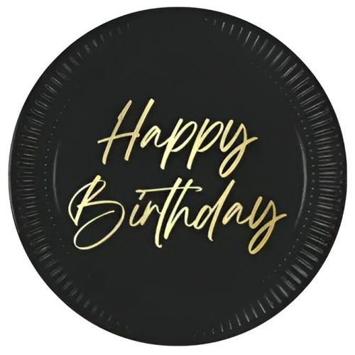 Πιάτα φαγητού μαύρα Elegant Birthday 8 τεμ