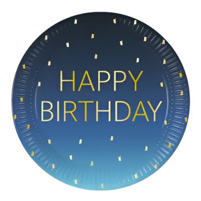 Πιάτα φαγητού μπλε Όμπρε Birthday 8 τεμ