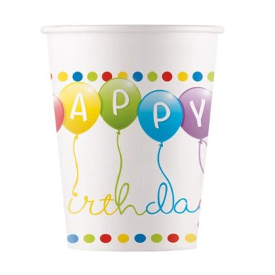 Ποτήρια χάρτινα Happy Birthday Streamers 8 τεμ