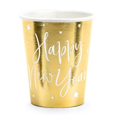 Ποτήρια χρυσά Happy New Year 6 τεμ