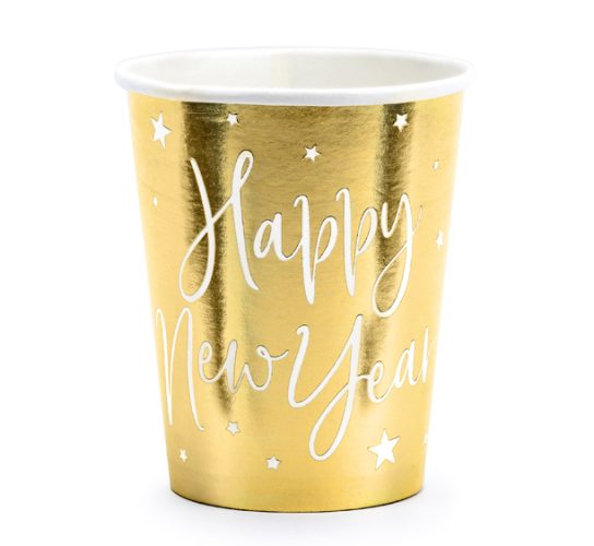 Ποτήρια χρυσά Happy New Year 6 τεμ