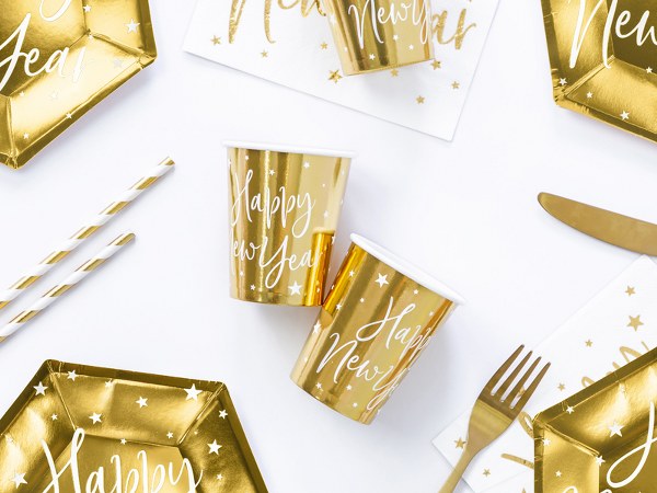 Ποτήρια χρυσά Happy New Year 6 τεμ