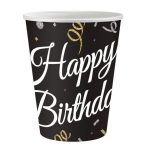 Μαύρα χάρτινα Ποτήρια - Happy Birthday 6 τεμ