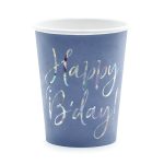 Ποτήρια πάρτυ Navy Blue - Holographic B'day 6 τεμ