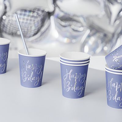 Ποτήρια πάρτυ Navy Blue - Holographic B'day 6 τεμ