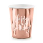 Ποτήρια πάρτυ rosegold Happy Birthday 6 τεμ