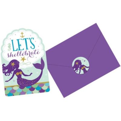 Προσκλήσεις πάρτυ Mermaid Wishes 8 τεμ