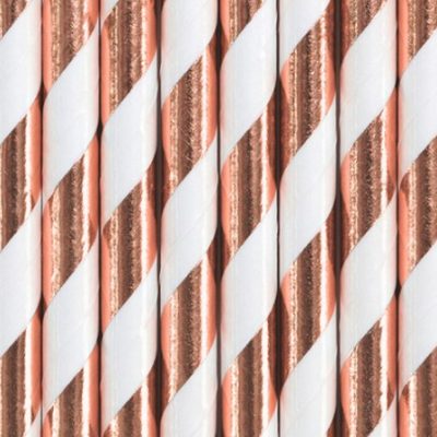 Rosegold χάρτινα καλαμάκια ριγέ 10 τεμ