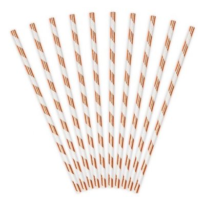 Rosegold χάρτινα καλαμάκια ριγέ 10 τεμ