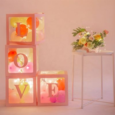 Rosegold Κουτιά διακόσμησης για μπαλόνια – LOVE