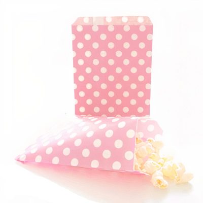 Ροζ πουά σακουλάκι για δωράκια