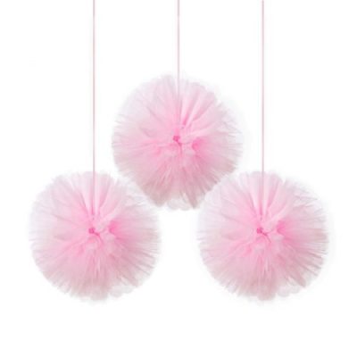 Ροζ Pom Pom με τούλι 3 τεμ
