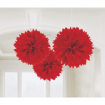 Σετ Fluffy Pom Pom Κόκκινα 3 τεμ