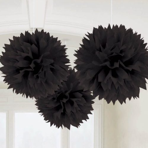 Σετ Fluffy Pom Pom Μαύρα 3 τεμ
