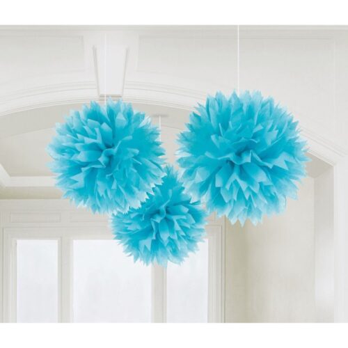 Σετ Fluffy Pom Pom Μπλε Καραϊβικής 3 τεμ