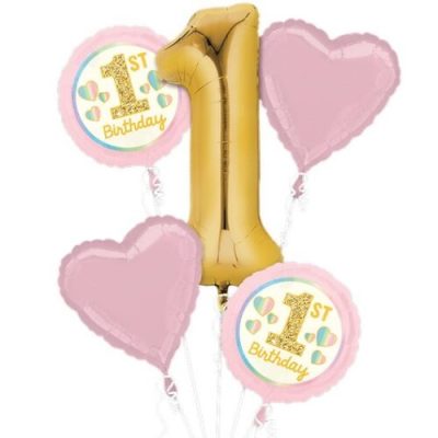 Σετ μπαλόνια 1st Birthday κορίτσι 5 τεμ