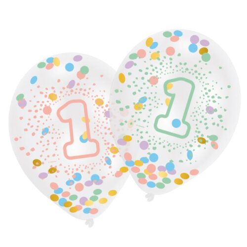 Σετ Μπαλόνια 1st Birthday Rainbow με κομφετί 6 τεμ