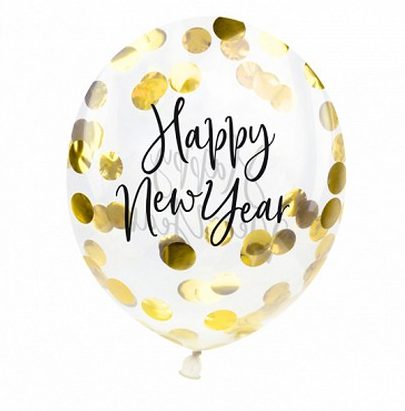 Σετ μπαλόνια Happy New Year με κομφετί 3 τεμ