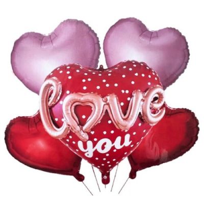 Σετ Μπαλόνια Love You καρδιές 5 τεμ