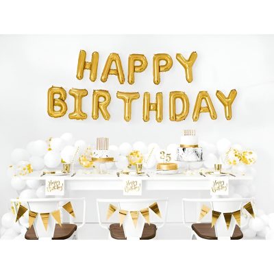 Σετ μπαλονιών Happy Birthday Χρυσό 13 τεμ