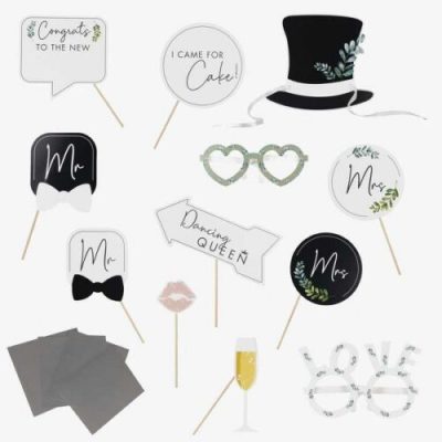 Σετ Photo booth Props Γάμου με αυτοκόλλητα 13 τεμ