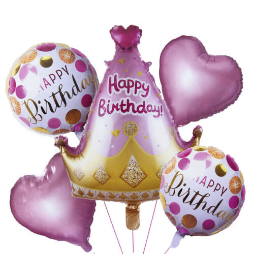 Σετ ροζ Μπαλόνια Happy Birthday 5 τεμ