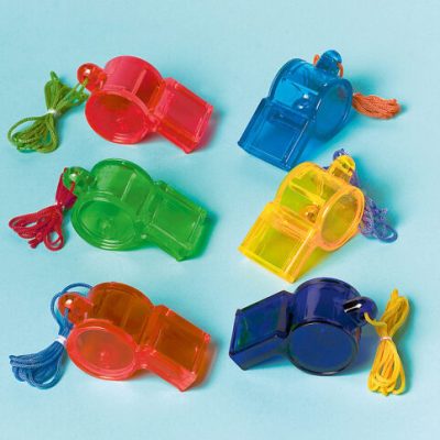 Σφυρίχτρες χρωματιστές πλαστικές 12 τεμ