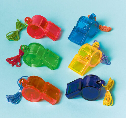 Σφυρίχτρες χρωματιστές πλαστικές 12 τεμ