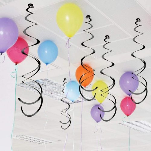 Swirl Διακοσμητικά Oροφής Μαύρα 12 τεμ