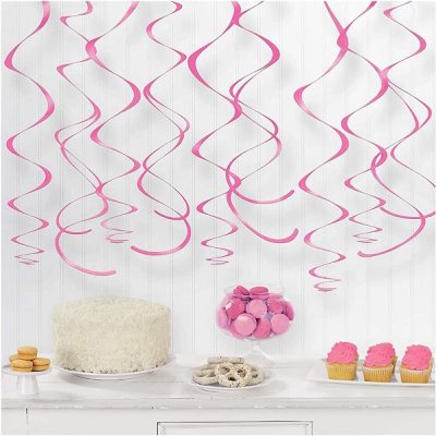 Swirl Διακοσμητικά Oροφής Ροζ 12 τεμ