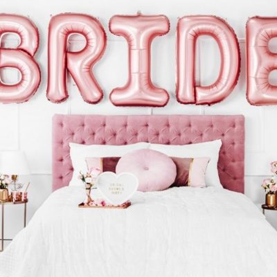 Τεράστια ροζ-χρυσό μπαλόνια Bride 5 τεμ