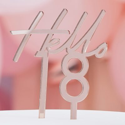 Topper τούρτας Hello 18 Rosegold