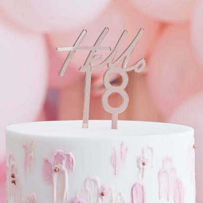 Topper τούρτας Hello 18 Rosegold