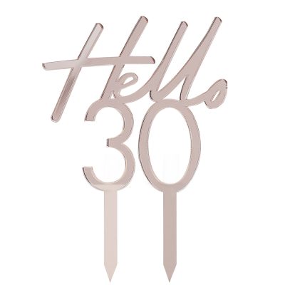 Topper τούρτας Hello 30 Rosegold