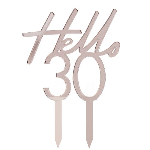 Topper τούρτας Hello 30 Rosegold
